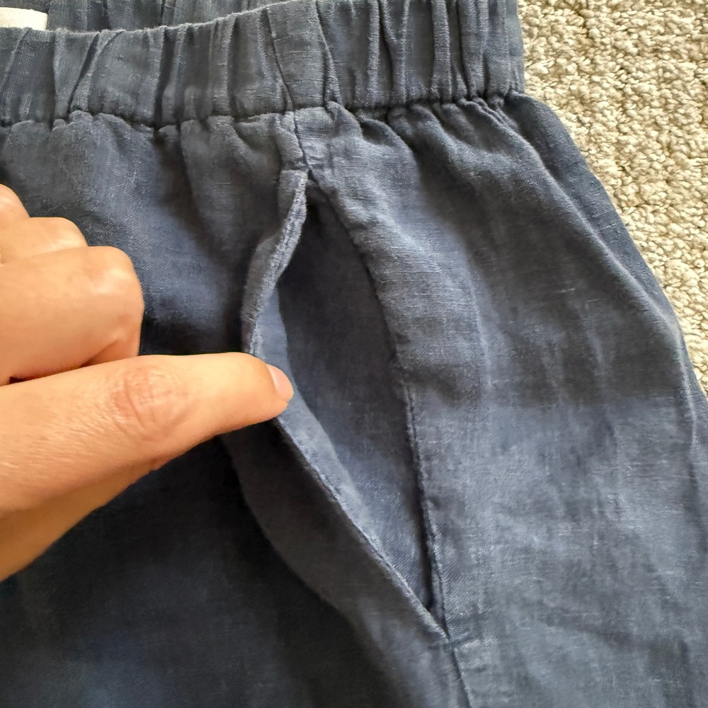 Velvet Graham & Spencer Women's Navy Blue 100% Linen Wide Leg Pants Medium - Picture 4 of 11